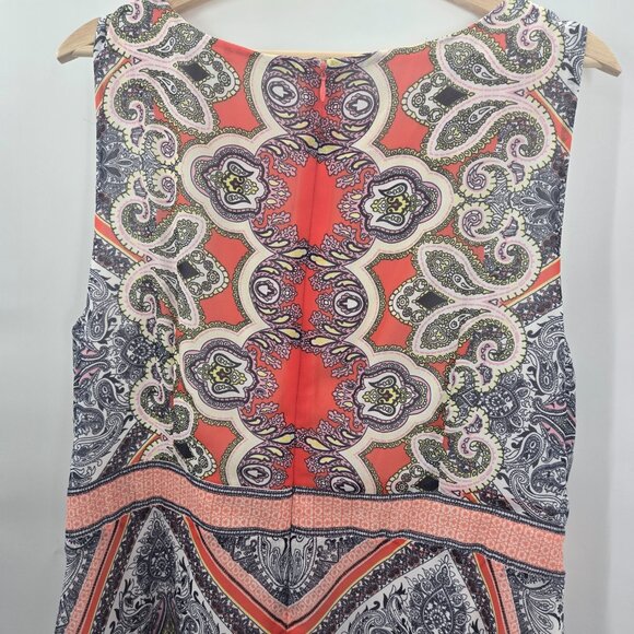 Studio One New York Bohemian Orange Gray Asymmetrical Hem Midi Dress Size 18W - Picture 6 of 9